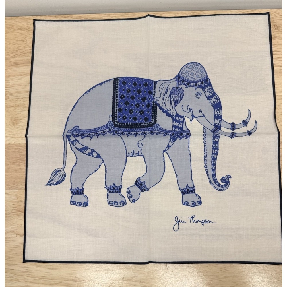 Vintage Jim Thompson Blue Elephant Cloth Napkins Set of 8 Thai Asian Decor #30